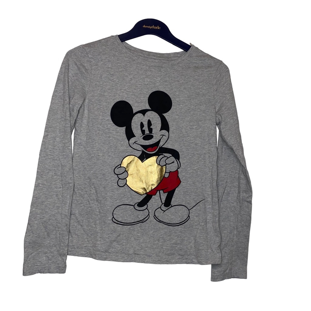 Disney Gap Kids Mickey Mouse Organic Cotton Long Sleeve Shirt Gray XXL